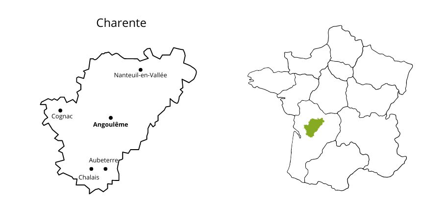 Carte France et Charente