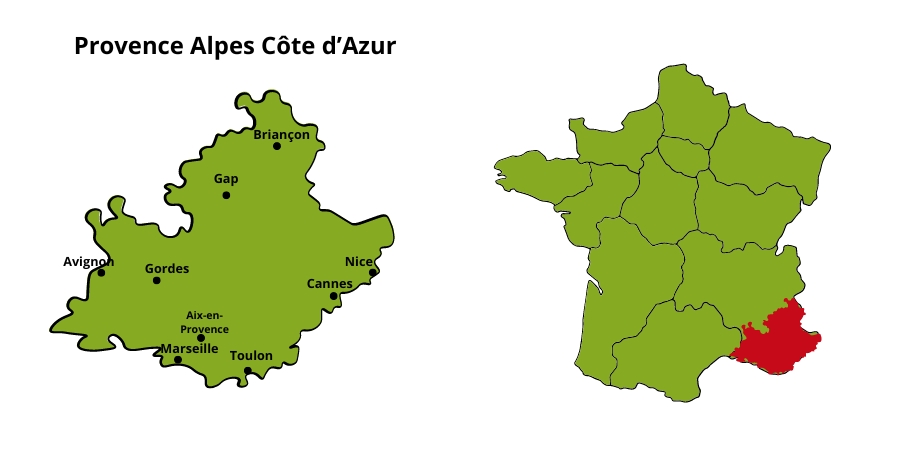 Carte de France et de la région PACA